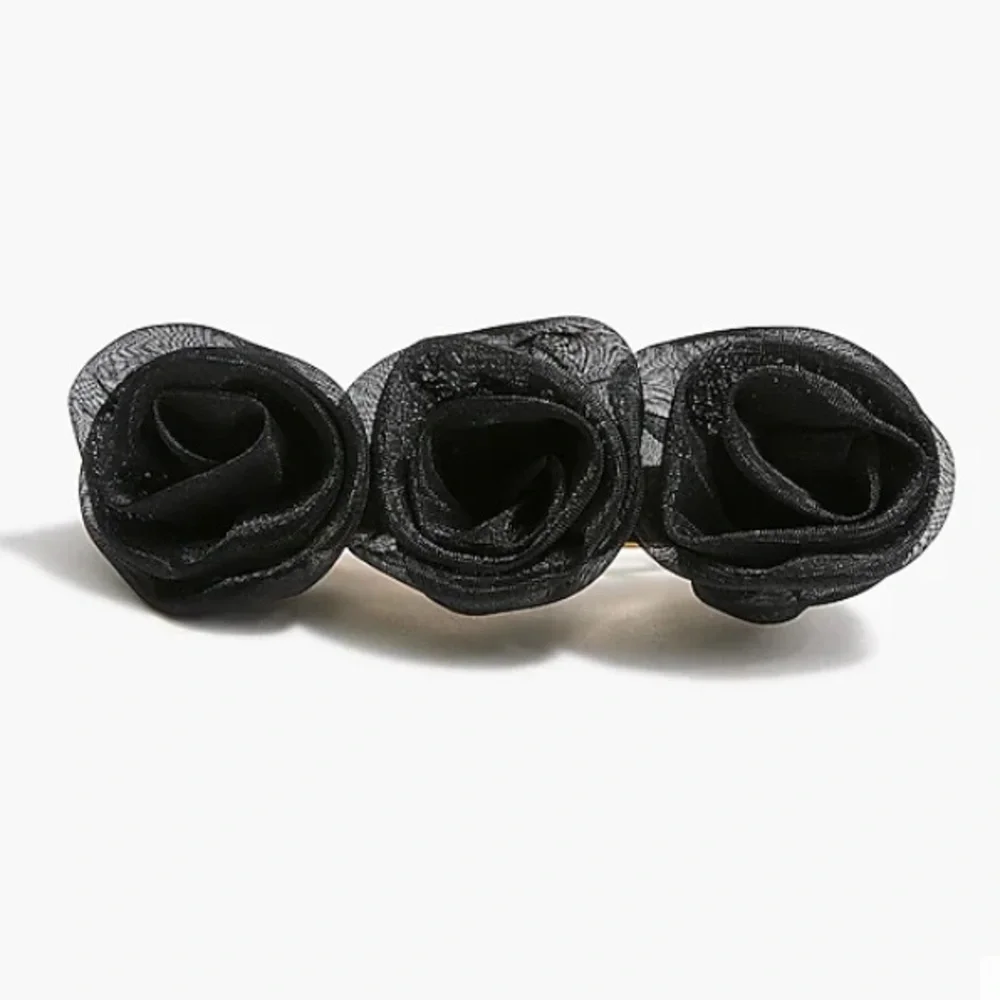 NWT J.Crew Factory Rosette Barrette Hair Clip Floral Dark Coquette Dark Romantic